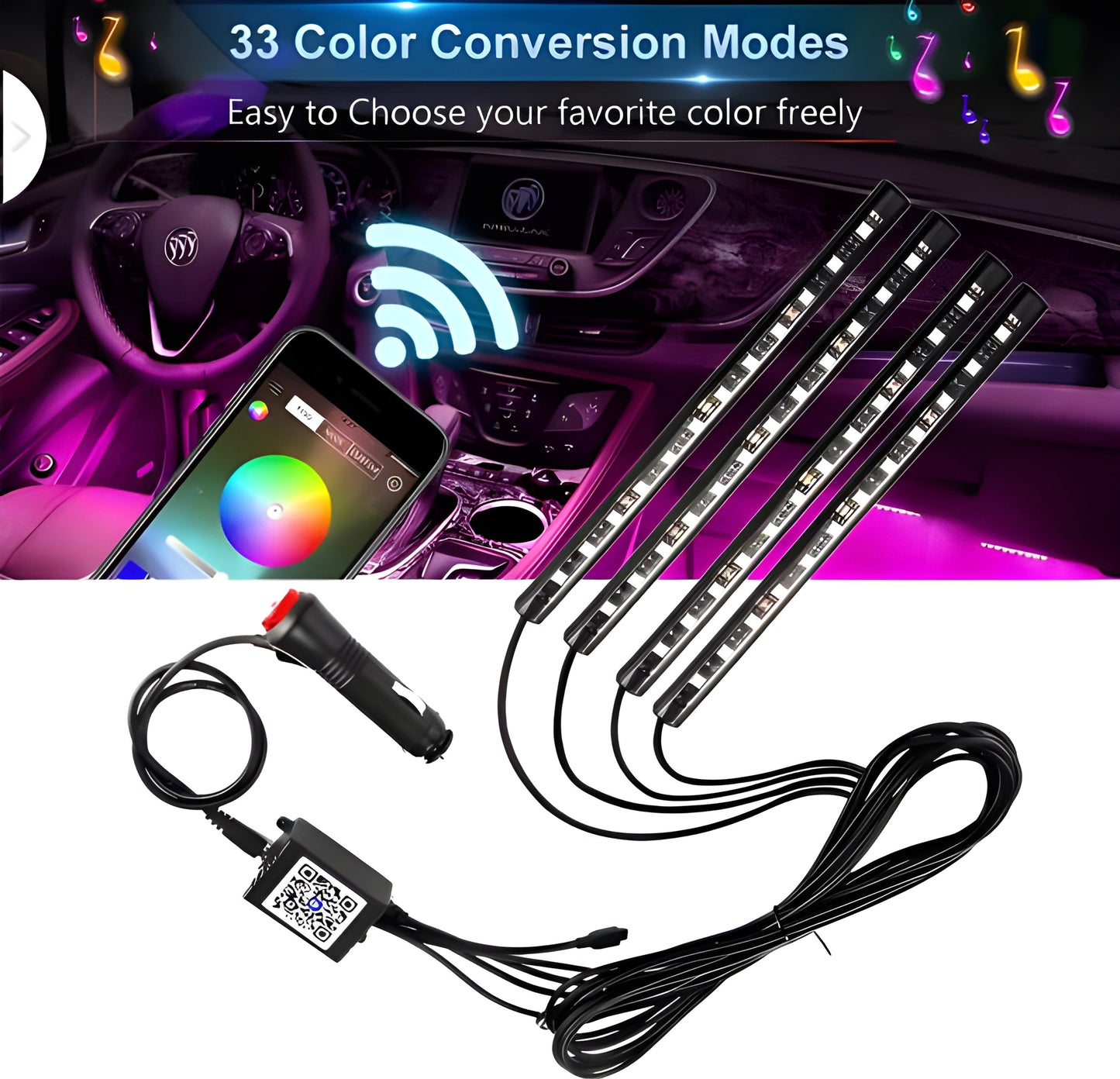 Car Interior RGB 48 LED Strip Lights