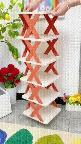 Imported 5 Layer Folding Shoe Rack Organizer with X Shape For Home