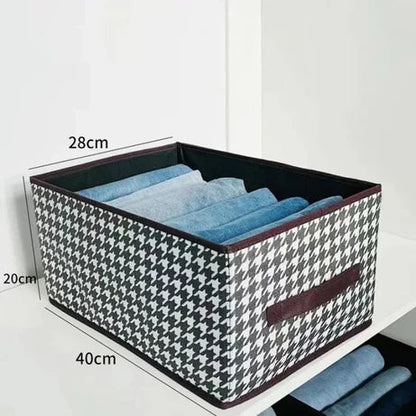 Brown Checkered Storage Cubes - Premium Foldable Closet Organizer Bins with Handles for Clothes, Toys & Accessories