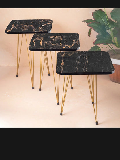 High Gloss Round Nesting Coffee Tables with Metal Legs – Living Room & Bedroom Side Tables