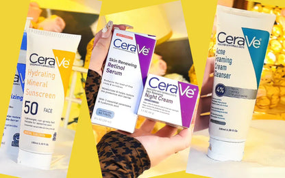 CERAVE 4-in-1 Skincare Kit | Cleanser, Night Cream, Retinol Serum & Sunscreen