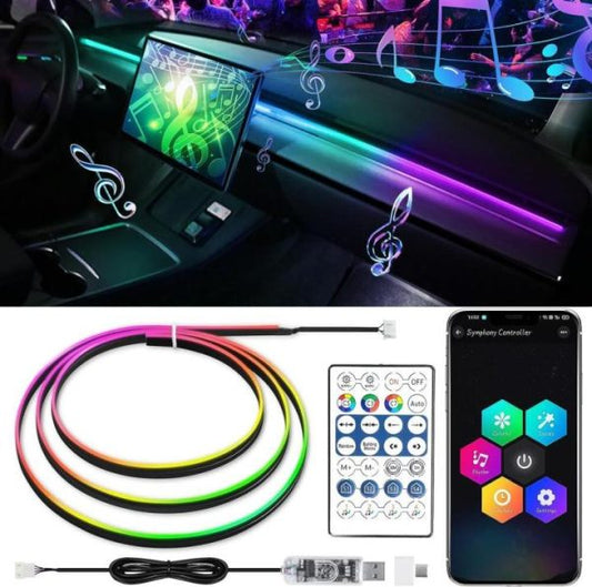 LED Car Interior Light – USB RGB Neon Strip with App Control