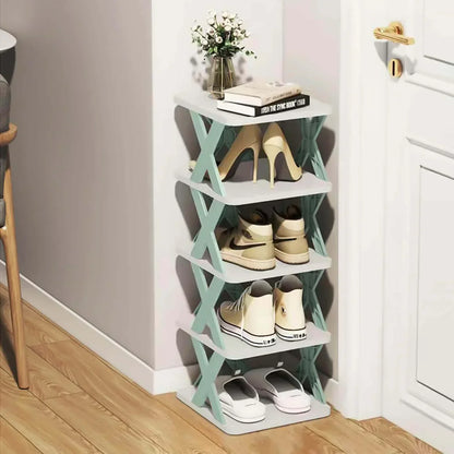 Imported 5 Layer Folding Shoe Rack Organizer with X Shape For Home